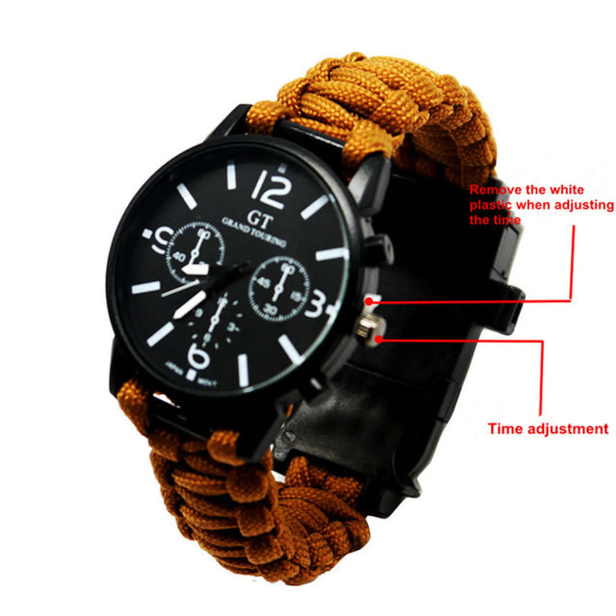 Outdoor Camping Survival Watch Bracelet with LED Light