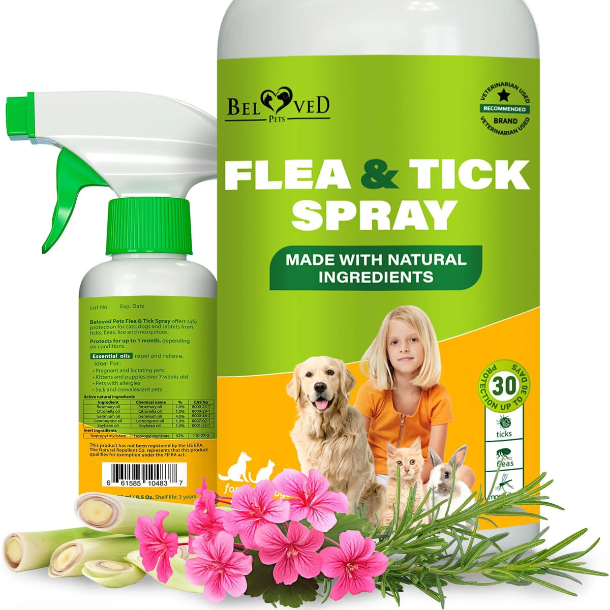 Natural Flea & Tick Home Spray for Dogs, Cats & Ferrets