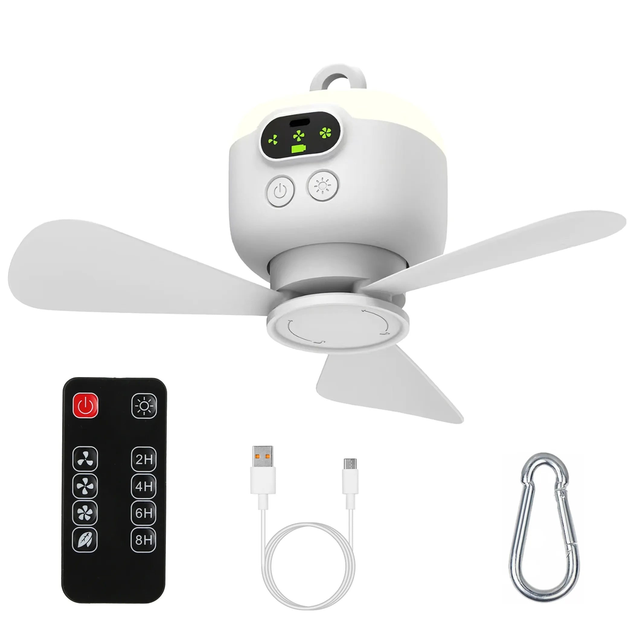 2 In 1 Portable Camping Fan with LED