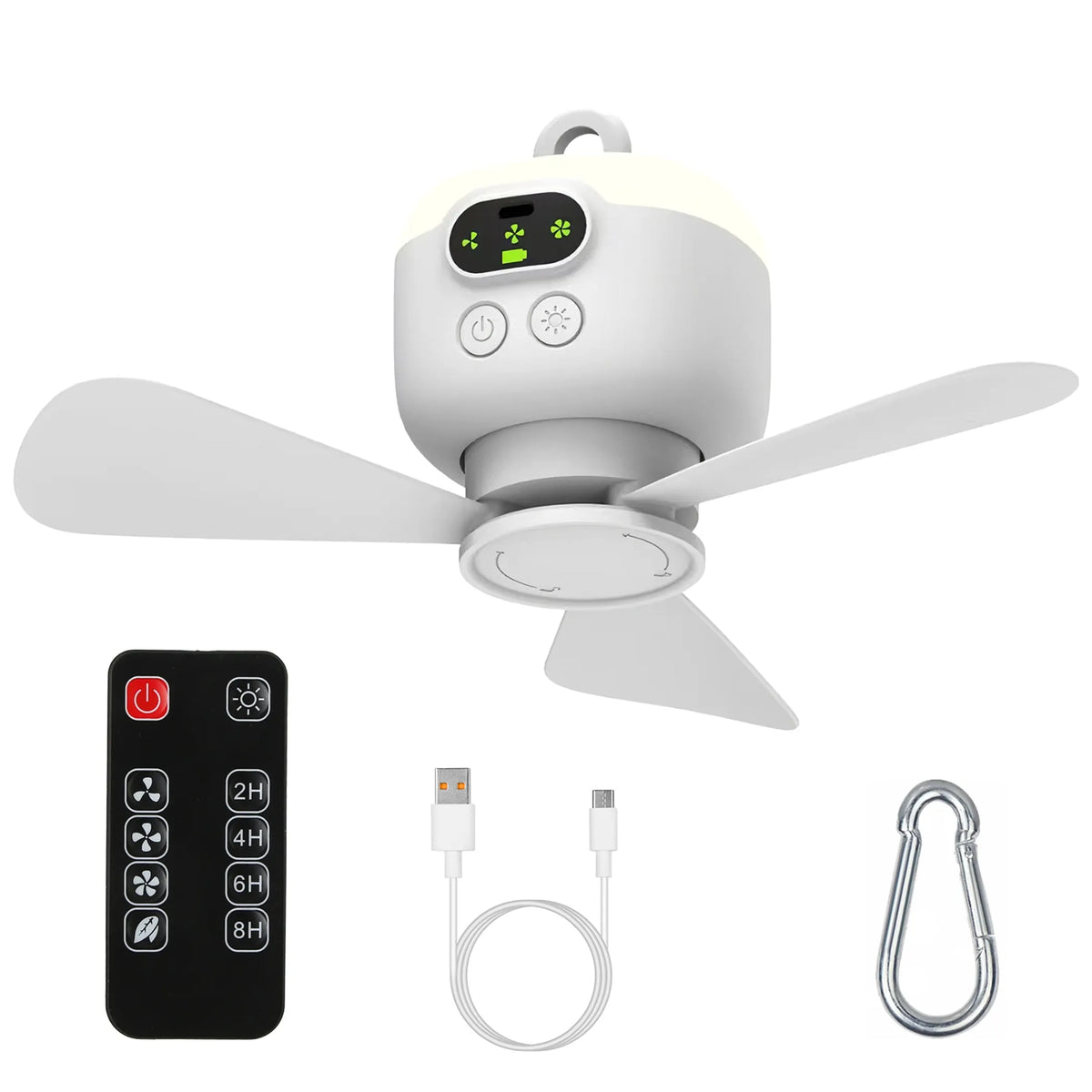 2 In 1 Portable Camping Fan with LED