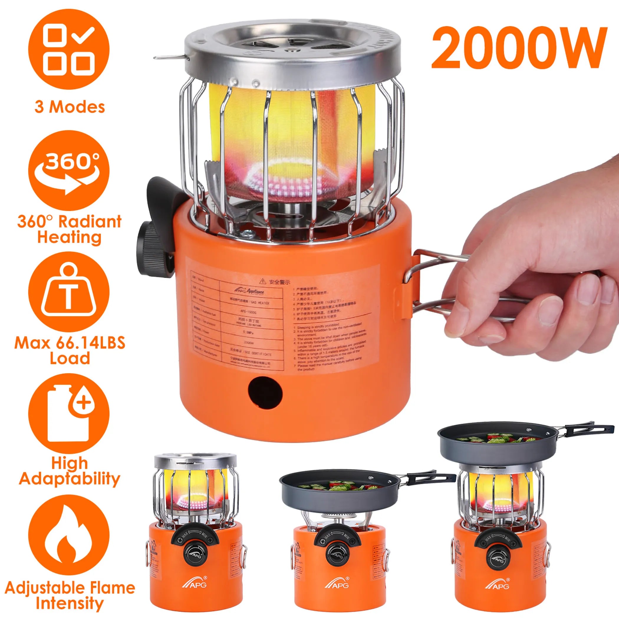 2000W 2 In 1 Camping Stove Tent