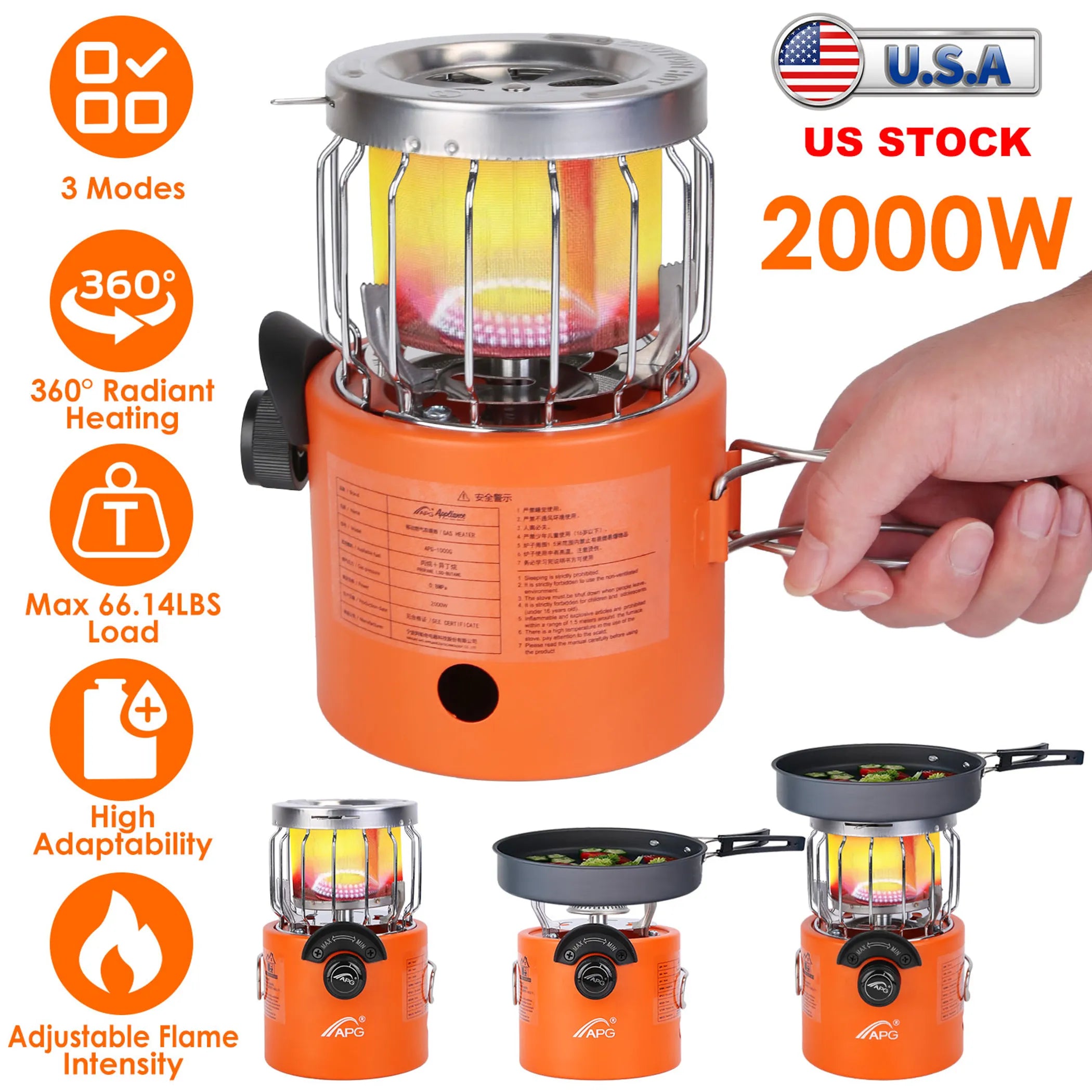 2000W 2 In 1 Camping Stove Tent