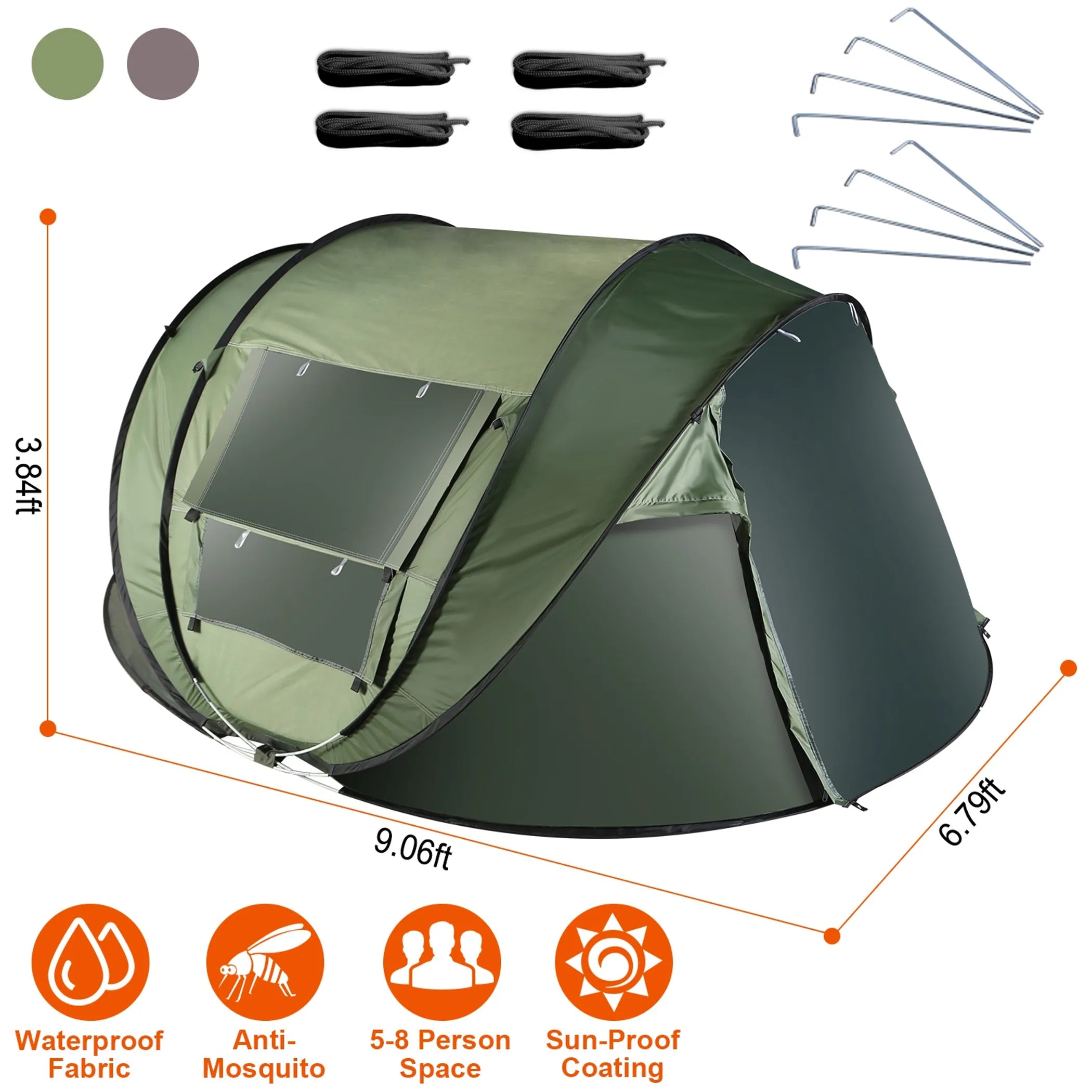 5-8 Person Pop Up Tent Automatic Setup Camping Tent
