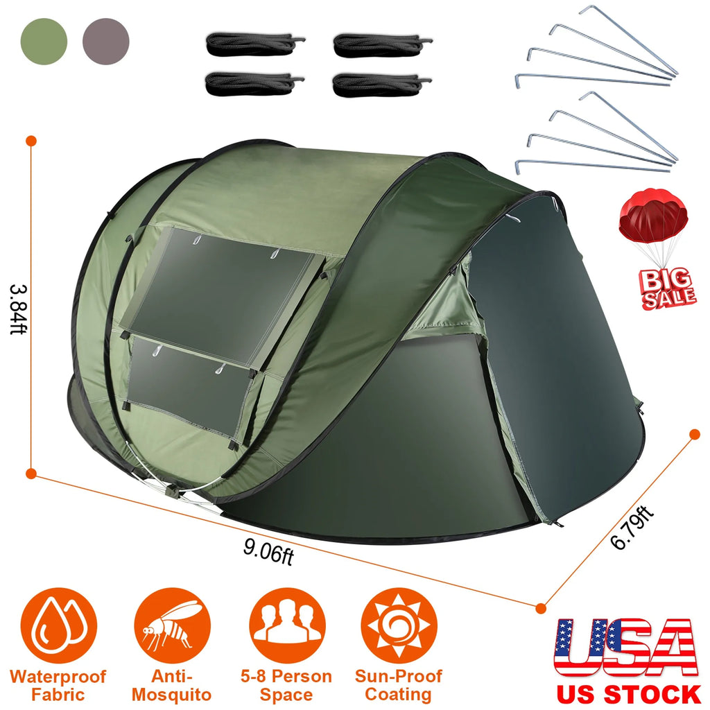 5-8 Person Pop Up Tent Automatic Setup Camping Tent