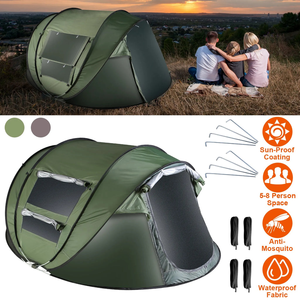 5-8 Person Pop Up Tent Automatic Setup Camping Tent