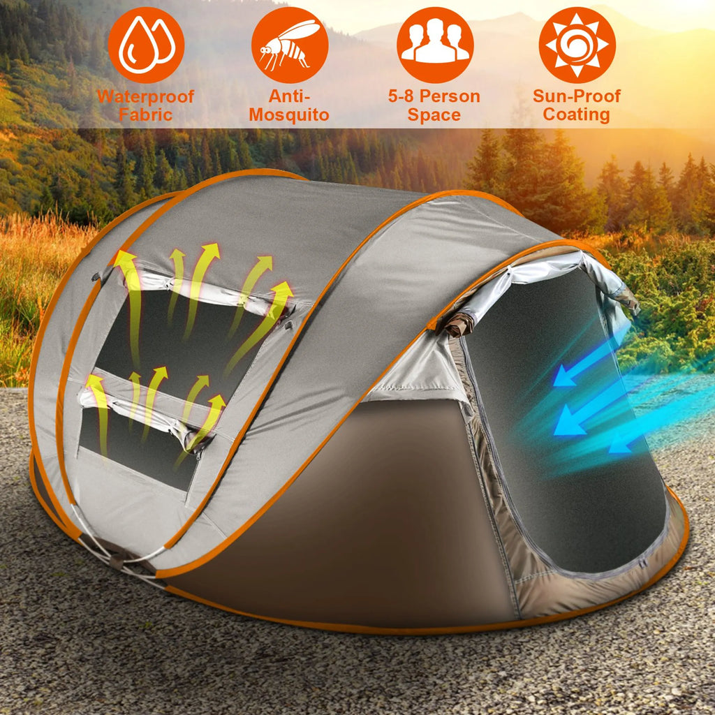 5-8 Person Pop Up Tent Automatic Setup Camping Tent