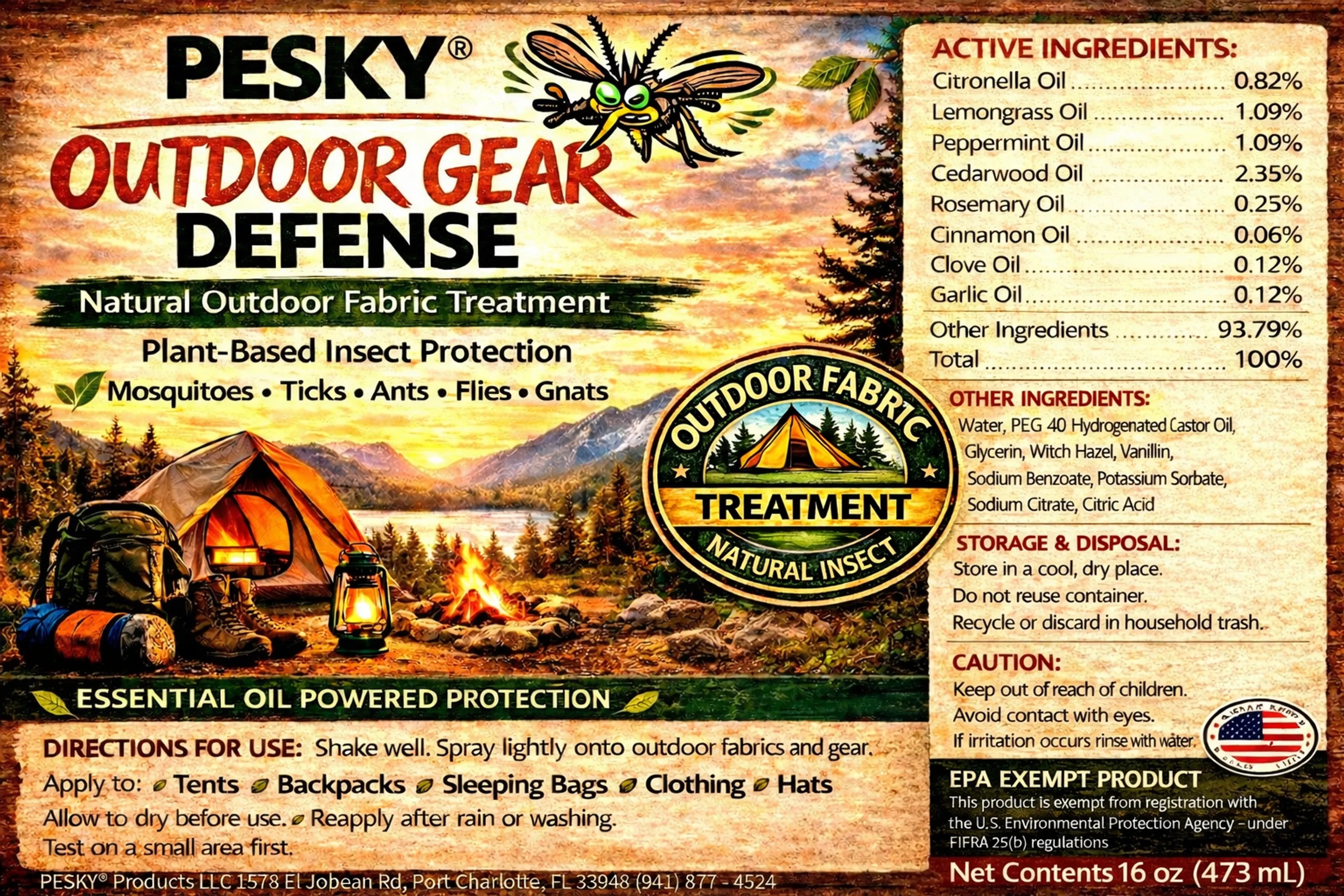 Outdoor Gear Defense Spray | Botanical Formula for Tents, Clothing & Equipment