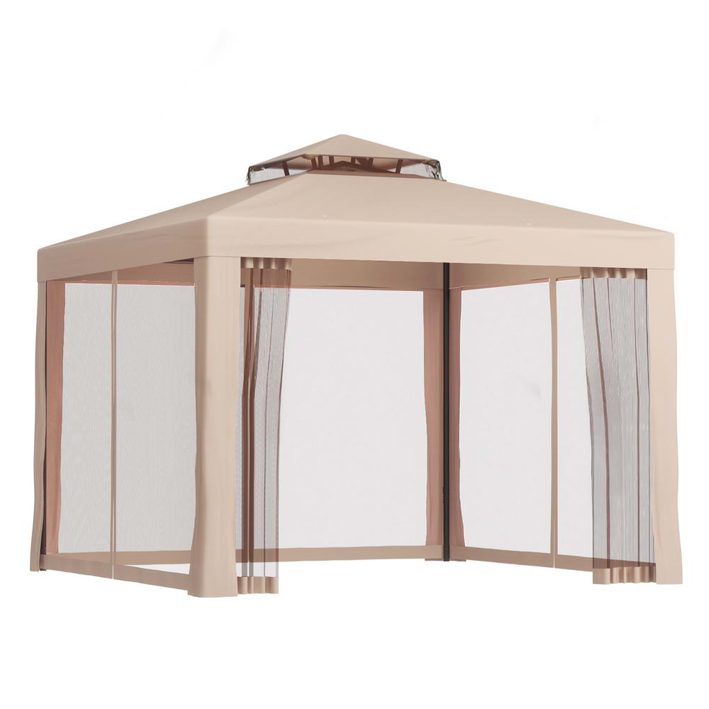 NNEDSZ Gazebo Marquee 3m Outdoor Event Tent Camping Party Mesh Wall Canopy Brown