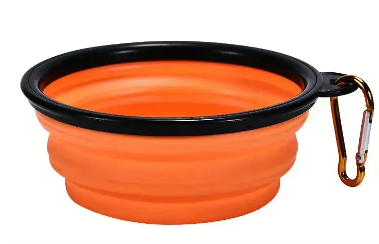 Portable Collapsible Silicone Pet Bowl with Carabiner, 350ml