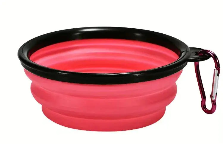 Portable Collapsible Silicone Pet Bowl with Carabiner, 350ml