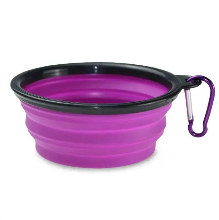 Portable Collapsible Silicone Pet Bowl with Carabiner, 350ml